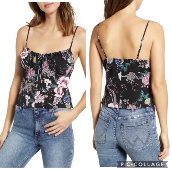 AFRM Floral Black Tank Top M - Picture 1 of 5